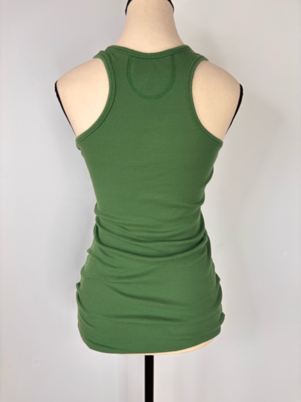 Y2K Ribbed Long Slim Active Basic Green Ribbed Tank Top M - Picture 2 of 8